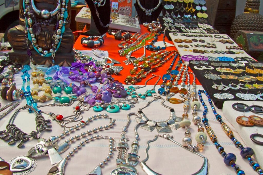Old Costume Jewelry on Display
