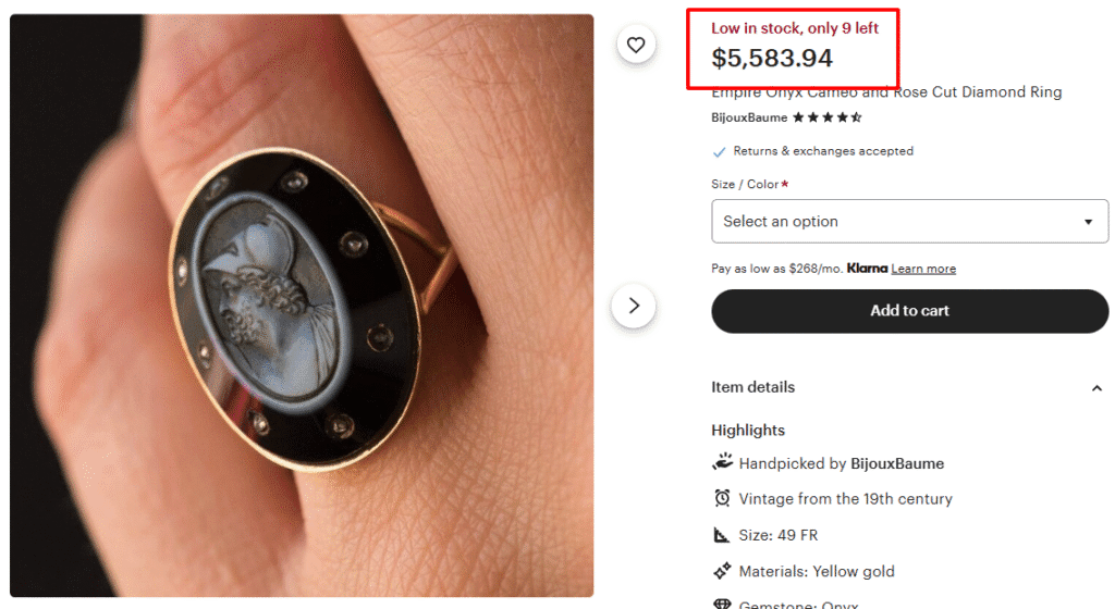 Onyx Cameo Ring with Diamonds