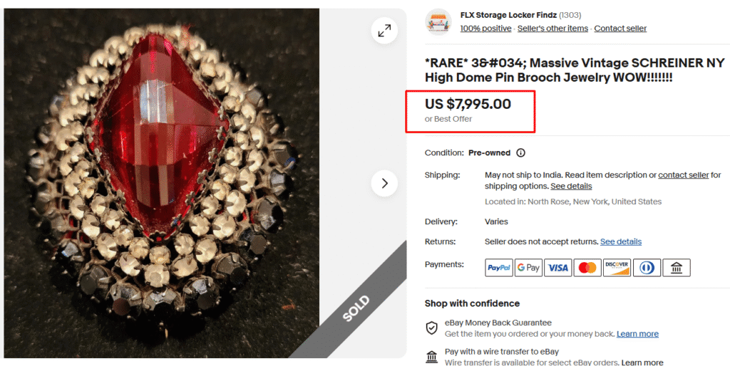Schreiner New York Crystal Brooch
