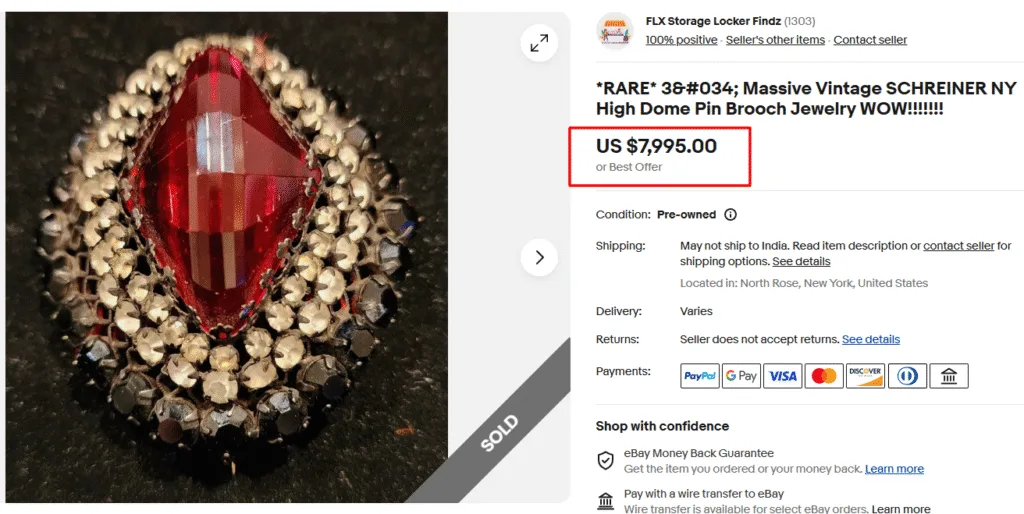 Schreiner New York Crystal Brooch