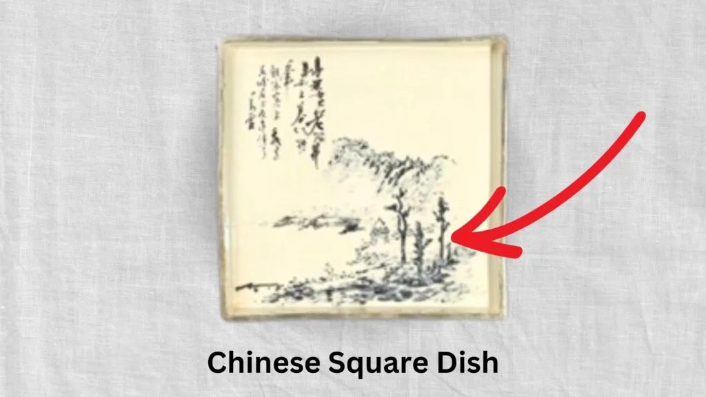 Square Dish with Landscape and Poem