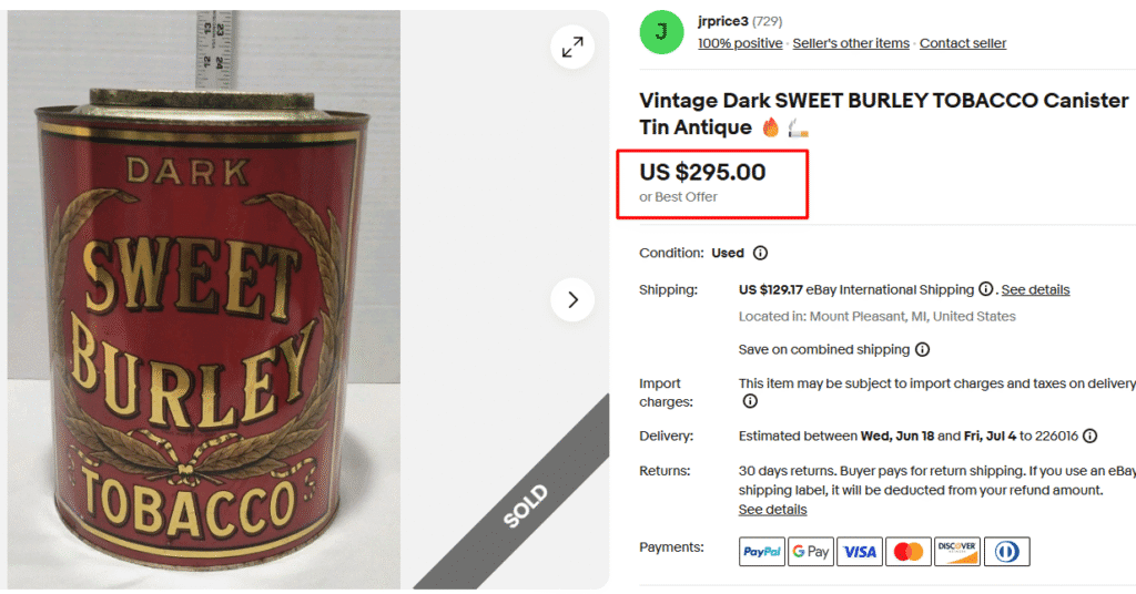 Sweet Burley Tobacco Canister