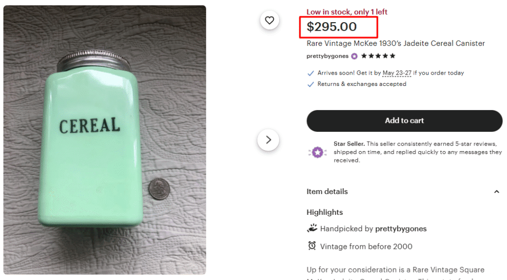 Vintage McKee Jadeite Canister