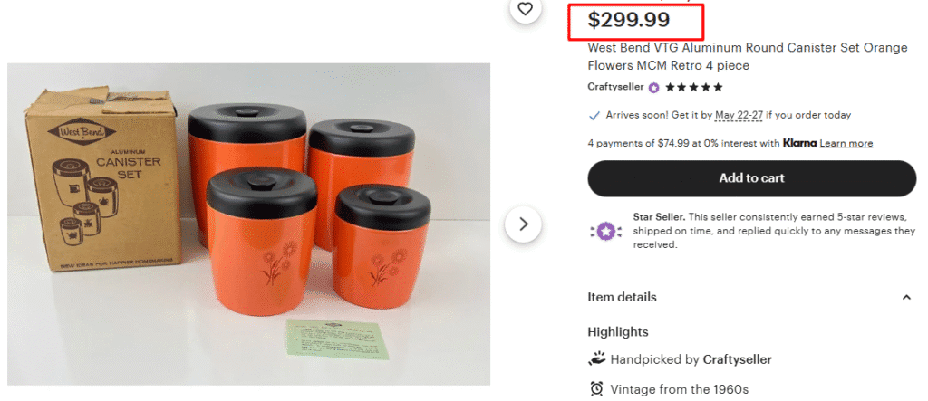 West Bend Orange Aluminum Canister Set