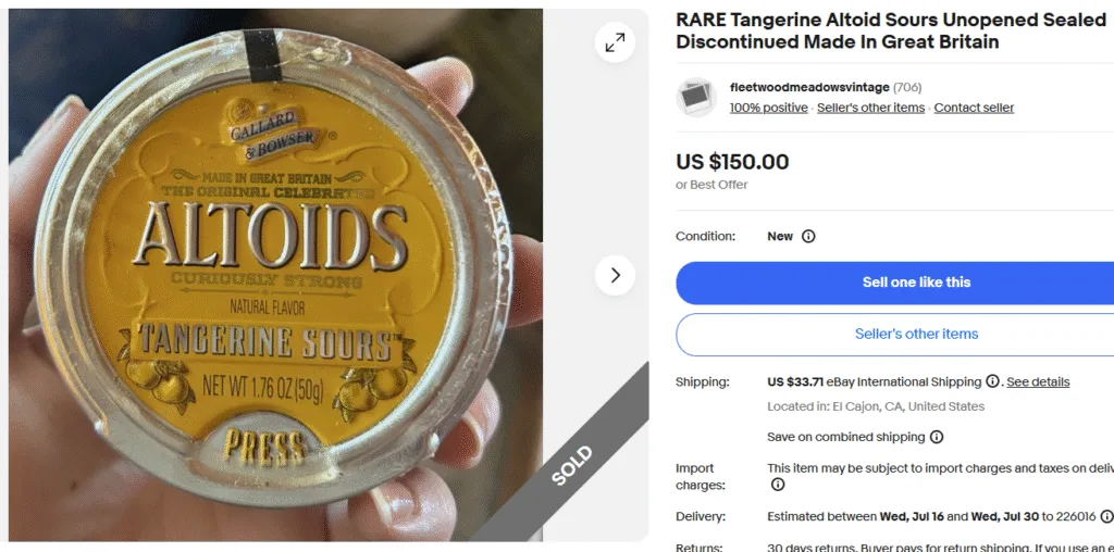 Altoids Tangerine Sours Candy Tin