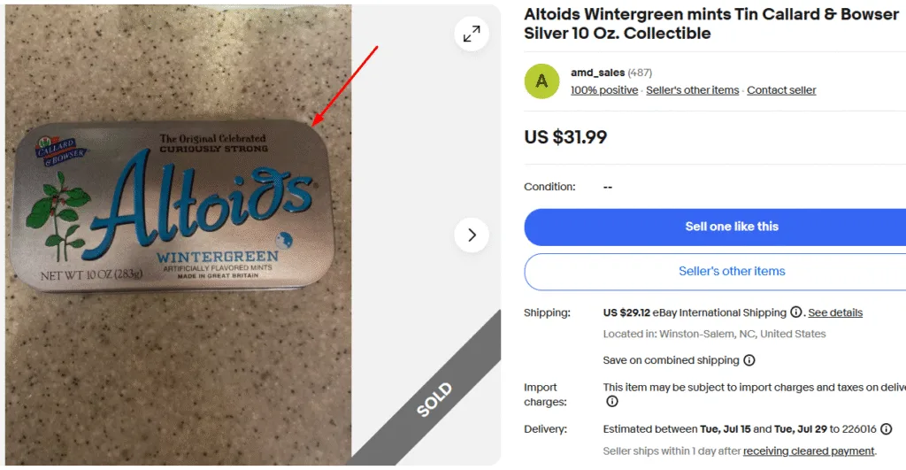 Altoids Wintergreen Mints Silver Tin
