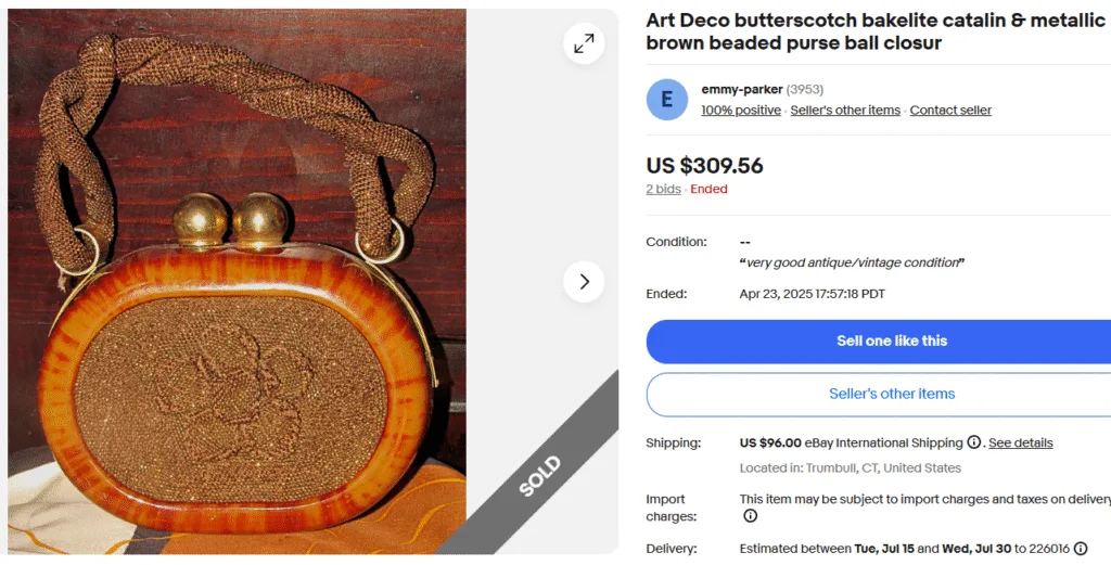 Art Deco Butterscotch Catalin Bakelite Purse
