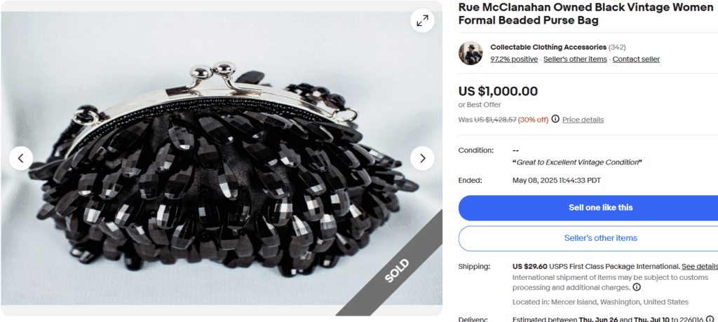 Art Deco Large-Beaded Satin Purse