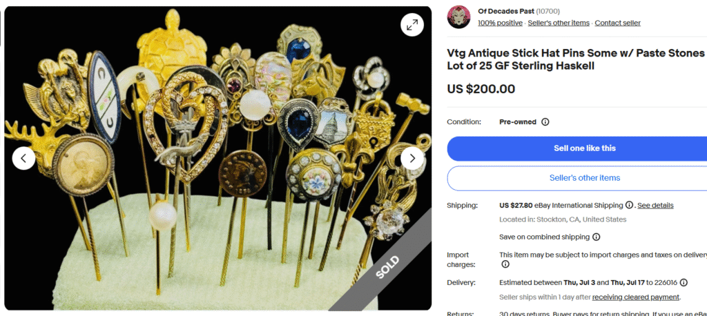 Big Lot of Vintage Hat Pins