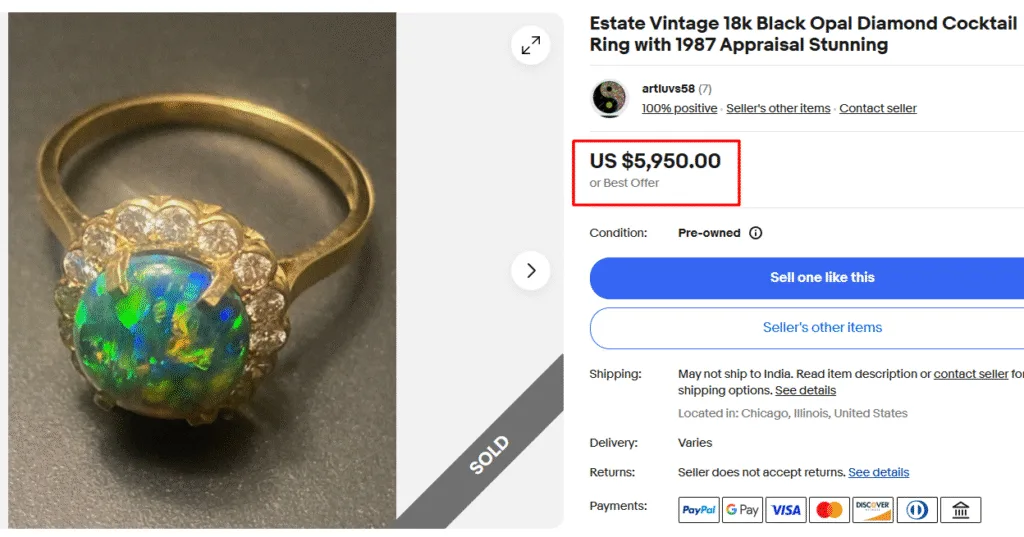 Black Opal Diamond Cocktail Ring