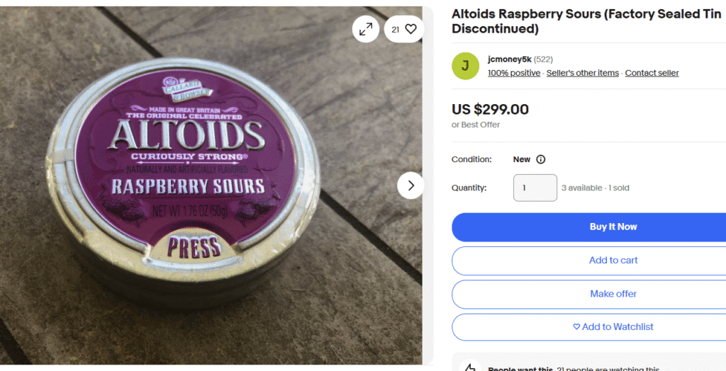 Discontinued Altoids Raspberry Sours