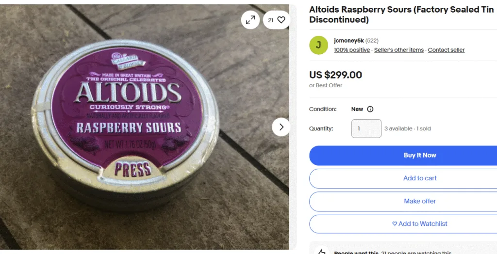 Discontinued Altoids Raspberry Sours