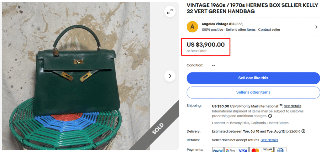 Hermes Box Sellier Kelly Handbag