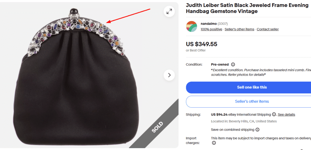 Judith Leiber Satin Evening Purse with Gemstone Frame