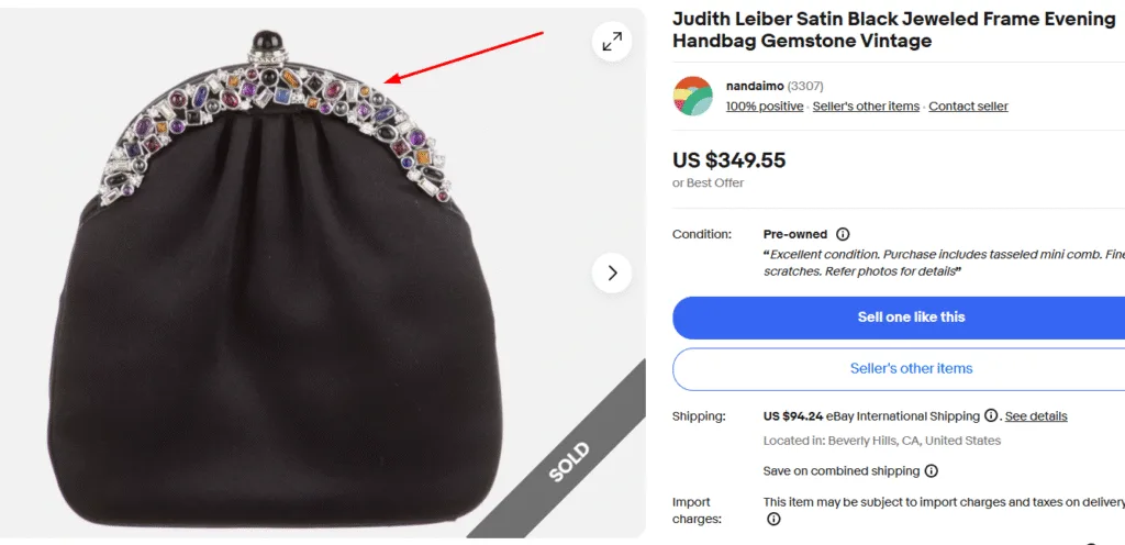 Judith Leiber Satin Evening Purse with Gemstone Frame