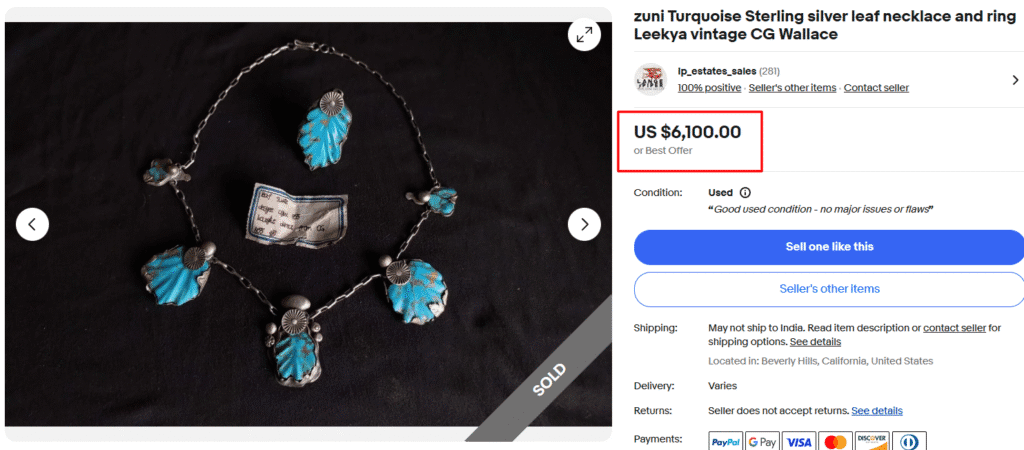 Leaf Suite Sterling Silver Turquoise Necklace & Ring