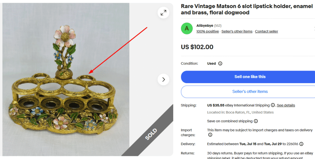 Matson Enamel and Brass 6 Lipstick Holder