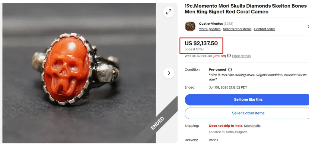 Memento Mori Skulls Diamond & Carol Ring