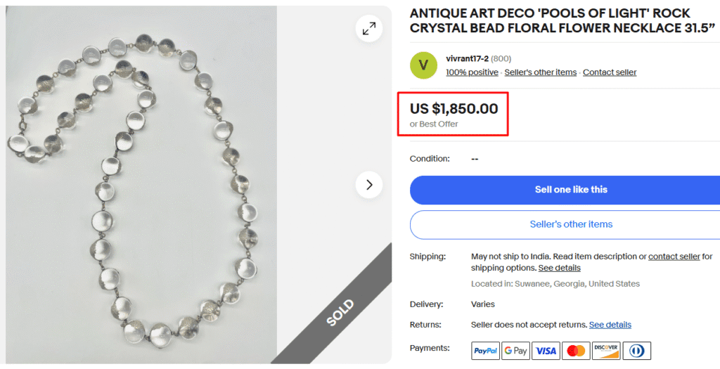 'Pools of Light' Rock Crystal Beaded Deco Necklace