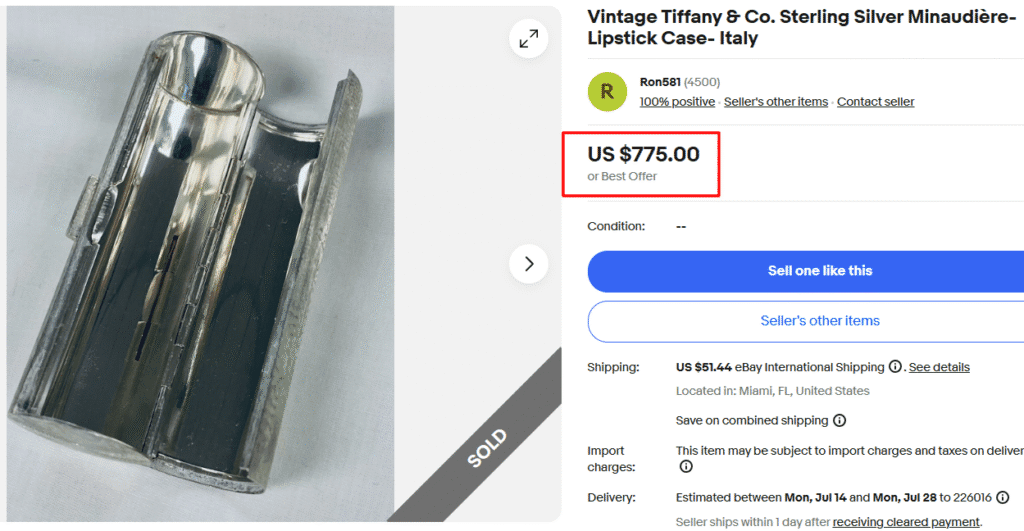 Tiffany & Co. Sterling Silver Lipstick Case
