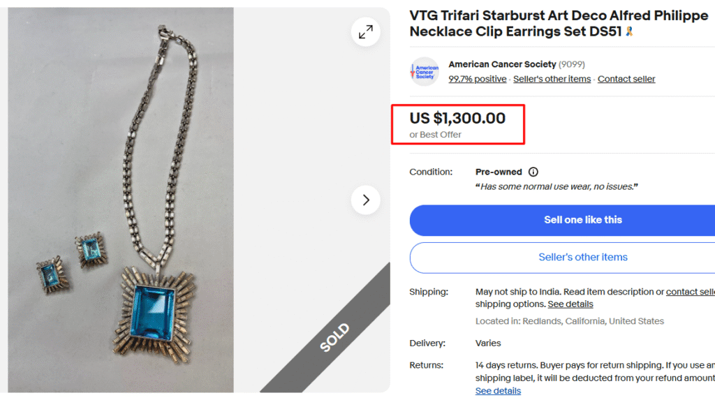 Trifari Starburst Alfred Philippe Deco Necklace Earrings Set