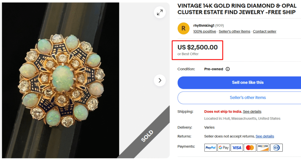 Vintage Gold, Diamond, & Opal Ring