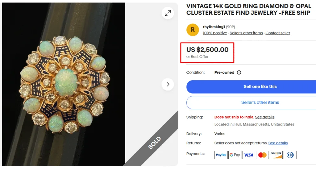 Vintage Gold, Diamond, & Opal Ring