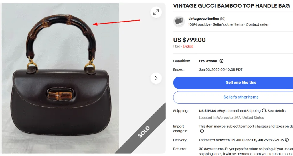 Vintage Gucci Bamboo Handle Purse