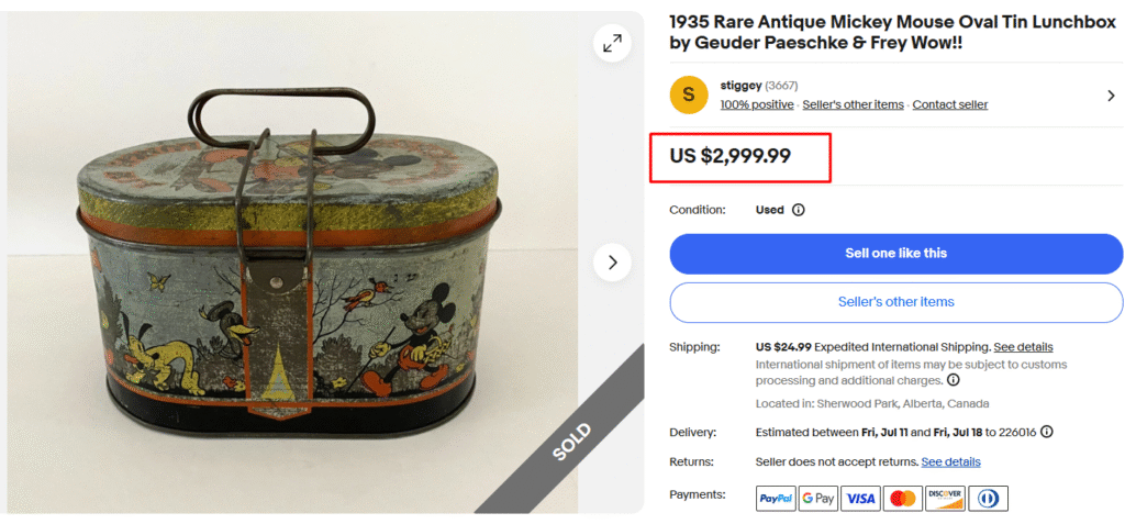 1935 Mickey Mouse Tin Lunch Box