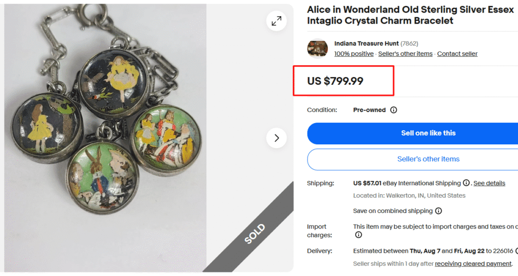 Alice In Wonderland Sterling Charm Bracelet