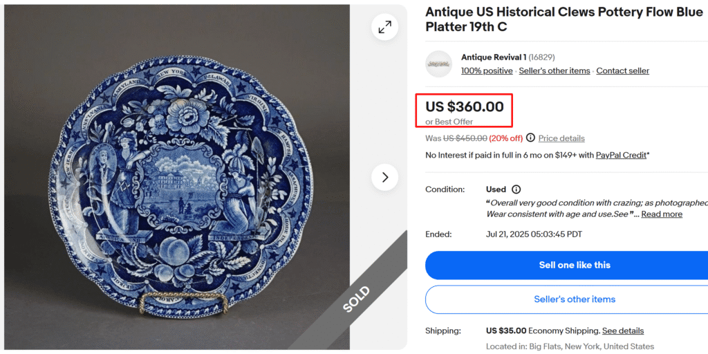 Antique Historical Clews Staffordshire Platter
