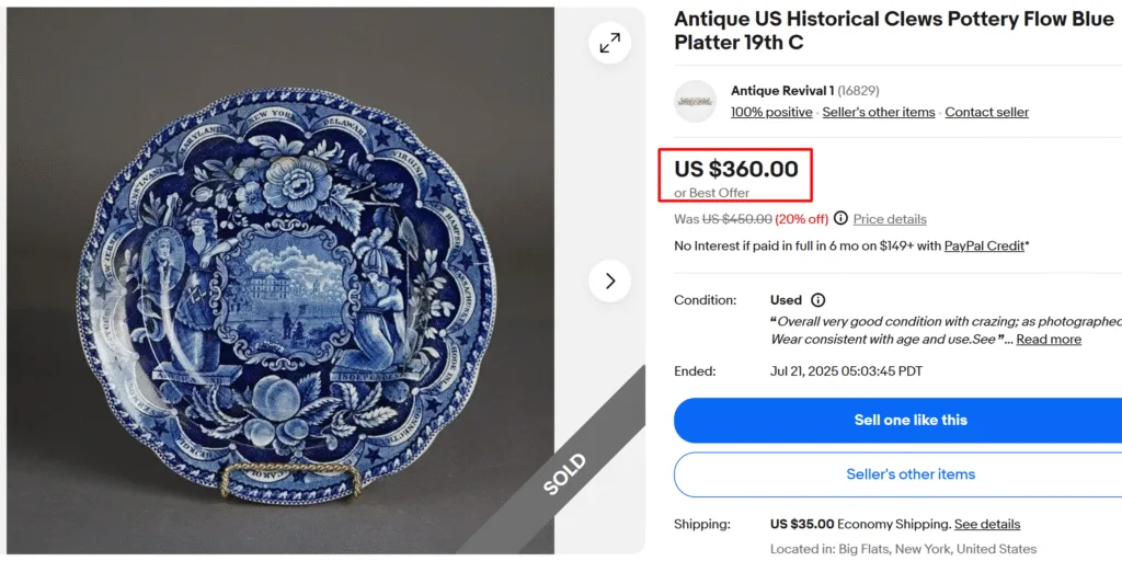 Antique Historical Clews Staffordshire Platter