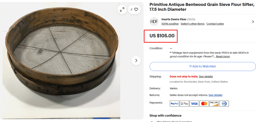 Antique Wooden Flour Sifter