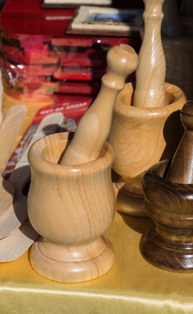 Antique Wooden Mortar Pestle