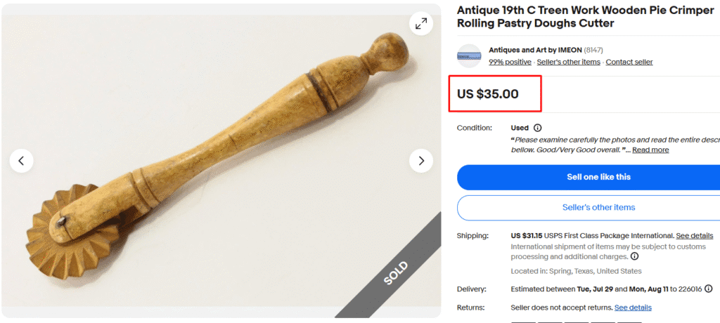 Antique Wooden Pastry Cutter