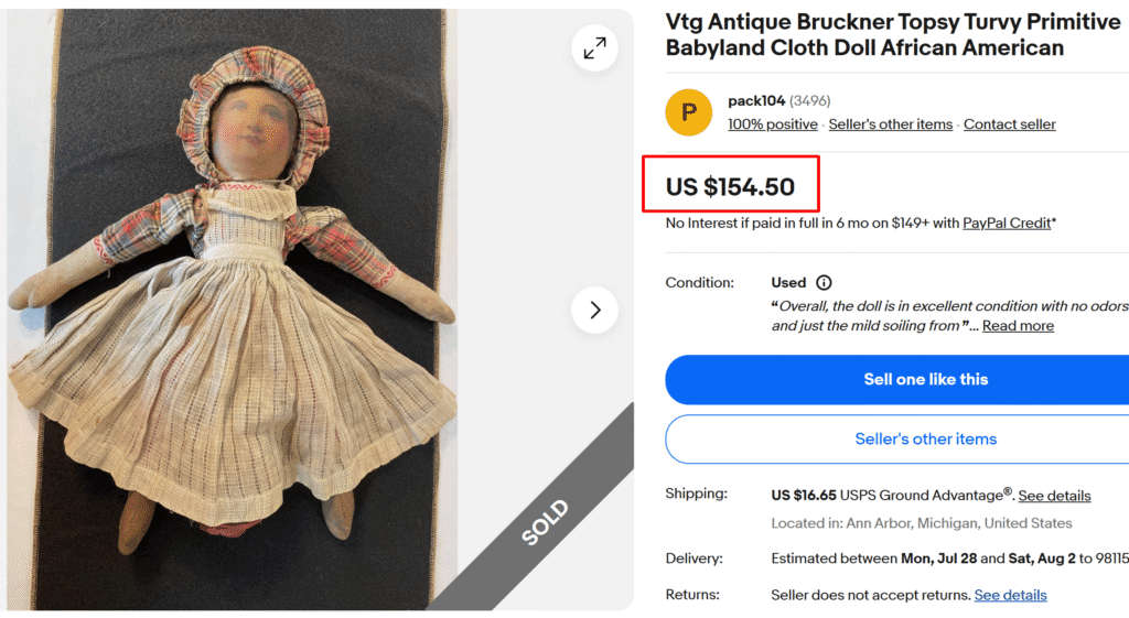 Bruckner Topsy Turvy Babyland Cloth Doll