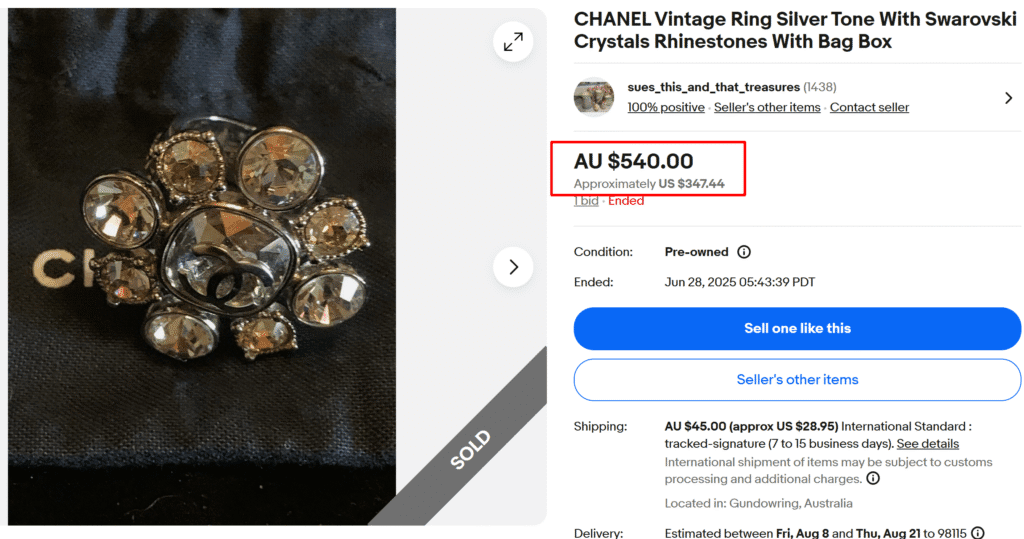 Chanel Ring with Swarovski Rhinestones