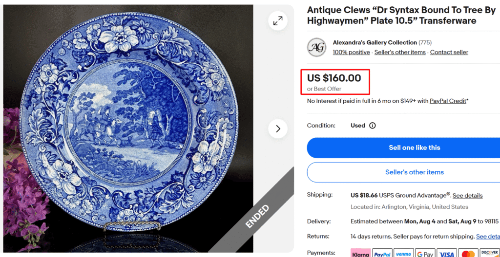 Clews Dr Syntax Bound to Tree by Highwaymen Transferware