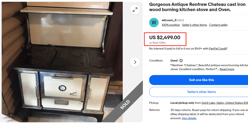 Renfrew Chateau Cast Iron Stove Oven