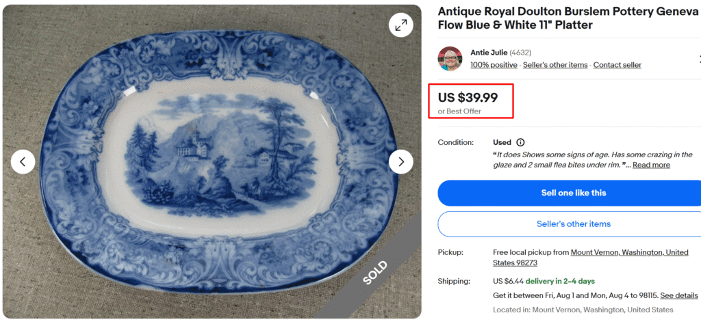 Royal Doulton Flow Blue Geneva Platter