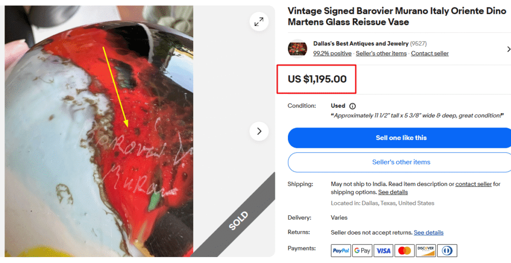 Signed Murano Glass Piece