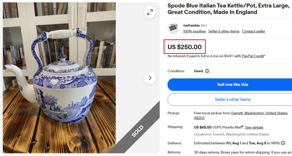 Spode Blue Italian Transferware Kettle
