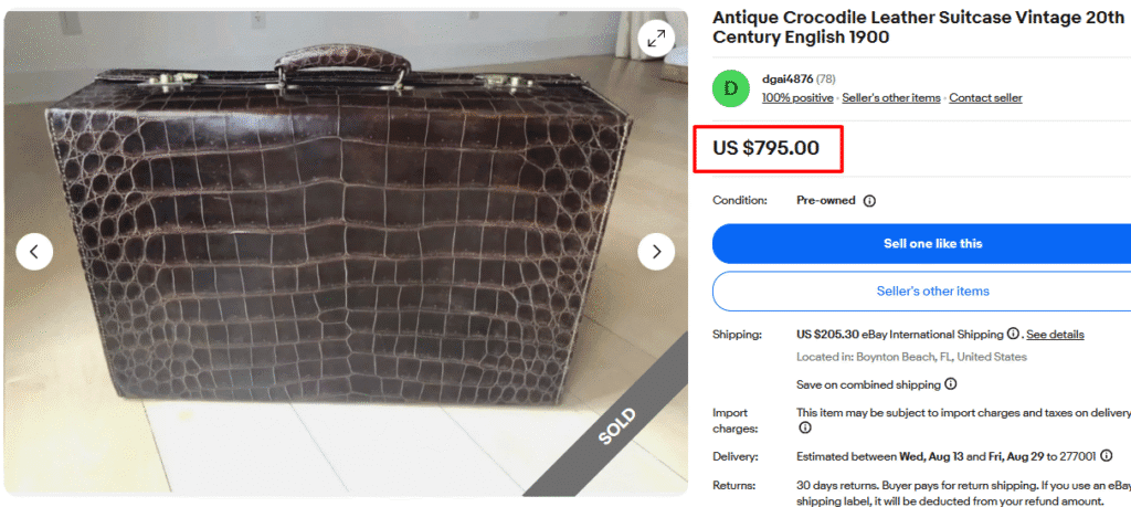 Vintage Crocodile Leather Suitcase