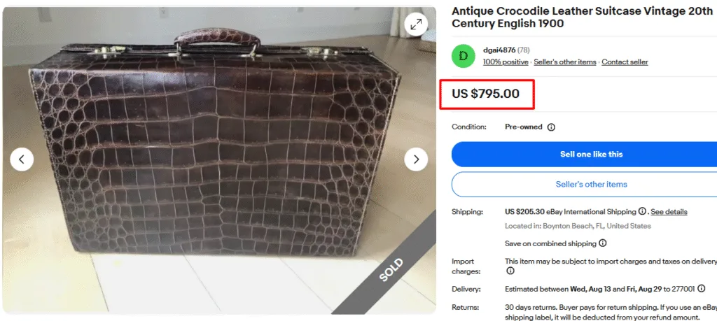 Vintage Crocodile Leather Suitcase