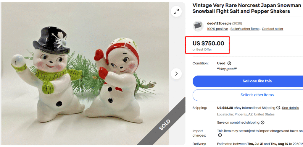 Vintage Norcrest Snowman Salt Pepper Shaker Set