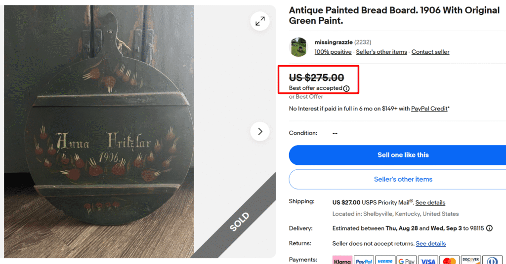 1906 Hand Painted Bread Board