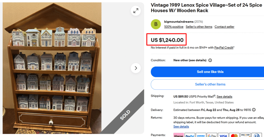 1989 Lenox Spice Village House Jars with Rack
