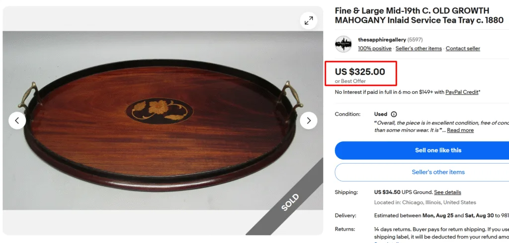 Antique Sheraton Style Mahagony Inlaid Tea Tray