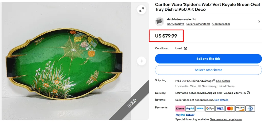 Carlton Ware Spider Web Oval Tray