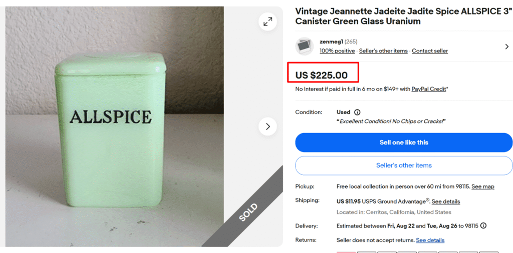 Jeannette Jadeite ALLSPICE Spice Canister